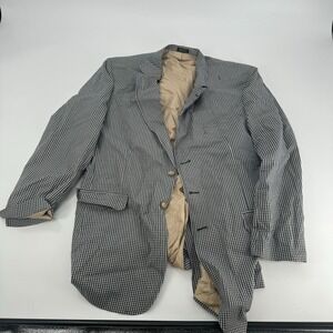 Orvis Mens‎ Houndstooth Blazer Sport Coat Jacket 44L Checked Plaid